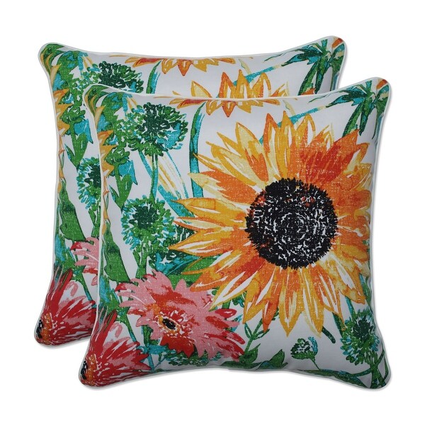 Pillow Perfect Outdoor Indoor Sunflowers Sunburst 16.5 Inch